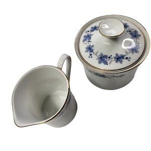 Vintage Bavarian Zeh Scherzer & Co Creamer & Lidded Sugar Bowl Hand Painted